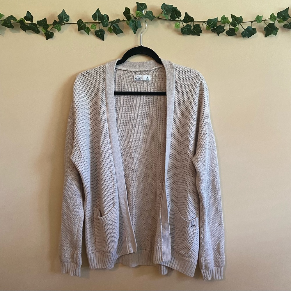 Hollister Women's Beige Knit Open Front Cardigan